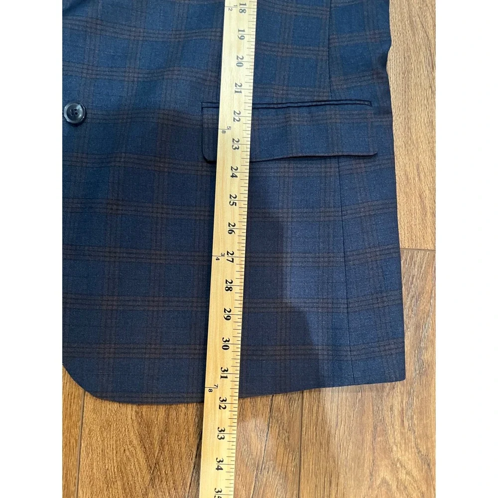 Kilburne Finch Mens Blue Plaid Tailored Fit 2 Piece Suit 48L 42W 39L Unaltered